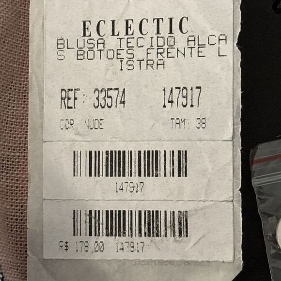 Eclectic Button Front Linen Blend Tank Women's 38 Pink Navy White Stripe NWT - Picture 11 of 12